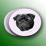 NEW! Neoprene Black Pug Coasters Set of 4