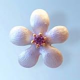 Plumeria Pin 24K Gold Swarovski Crystal Brooch Jewelry White Purple Violet Fl...