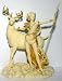Diana is a Moon Goddess and is viewed as the chaste maiden aspect of feminine divinity. She is the huntress, and the Amazon warrior, and was also the special goddess of women and child birth. Classic depiction of Diana standing next to a stag, with goldleaf painted accents, and fine details thru-out this cold-cast resin statue. Approx 11 1/4" tall.