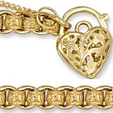 Jewelco London 9ct Solid gold premium weight engraved Roller ball bracelet with padlock fitting ( 27.5g )