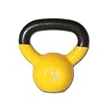 GoFit 10-Pound Yellow Kettlebell with Vinyl Coating, Iron Core Training DVD and Exercise Booklet