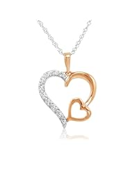 18K Rose Gold Plated Sterling Silver Diamond Heart Pendant-Necklace (1/10ct tw- 18in. Chain)