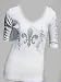 Sledge USA Women's 3/4 Sleeve Ribbed Tee Crystalled Silver Fleur-de-Lis in White