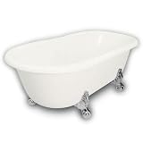 American Bath Factory B1-3700-BB-DM3-M2-15-CH Madeline Double Ended Clawfoot Bathtub in Bisque, Ball