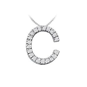 Classic C Initial Diamond Pendant : 14K White Gold 0.30 CT Diamonds Classic C Initial Diamond Pendant : 14K White Gold - 0.30 CT Diamonds