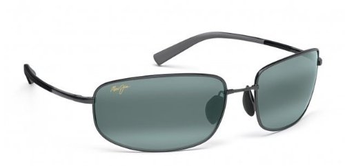 Maui Jim Ironwoods HT320-15A Polarized Rectangular Sunglasses,Gunmetal & Green Frame/Maui Hot Lens,One Size