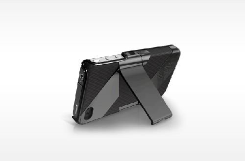 iLuv FUSION Dual Layer Blended Case with Stand for iPhone 4 (Black)