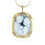 14k Yellow Gold Bride & Groom Oval Cameo w/Snake Necklace 20"