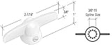 White T-Crank Window Handle for Pella; 3/8