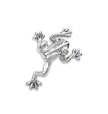 Sterling Silver Brooch-Silver Frog Peridot Pin