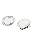 14K white gold oval lined cufflinks