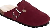 BearPaw Colored Suede & Shearling Clog, Burgundy, 10
