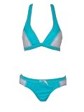 Hobie Sky Blue and White 2pc Bikini w/ Halter Top and Toogle Bottom (Small)