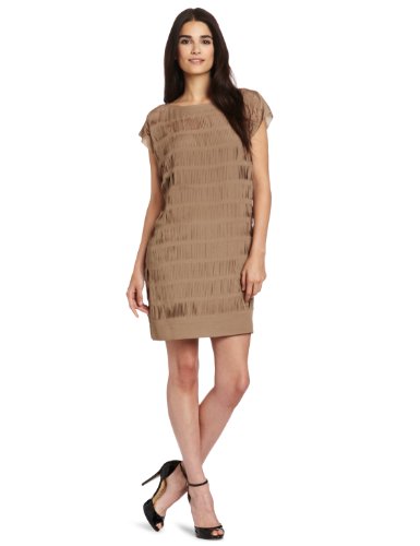 Kenneth Cole Women's Allover Slashes Dress, Oak, Large