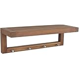 The Original Moa 24" Teak Wall Shelf With Hooks