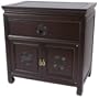 Unique Wedding Gift Idea - 22" Qing Chinese Rosewood End Table Nightstand w/ Shou Symbol - Dark Rosewood