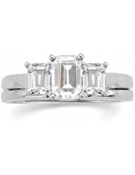 Ann Harrington Jewelry 14k White Gold 3/8 Ct Tw Emerald Cut Diamond Ring Wrap