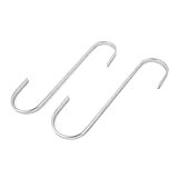 uxcell　S シェイプフック　シルバートーン　ステンレススチール素材　12.5 x 5 x 0.5cm　2枚入り