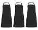 3 pcs Restaurant Kitchen Bib Aprons Cotton BLACK 28 x 34