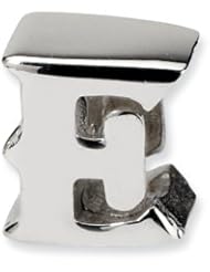 Sterling Silver Reflection Beads Collection Letter E Bead Charm 4mm Hole (fits 3mm European Style Charm Bracelets)