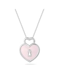 Sterling Silver Enamel Heart with Diamonds Pendant Necklace (0.01 cttw, I-J Color, I2 Clarity), 18"