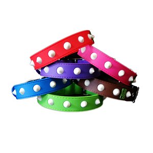 Designer's Glow-in-the-Dark 3-D Embossed Dog Collar - Spikes - Fuchsia Pink/L (17