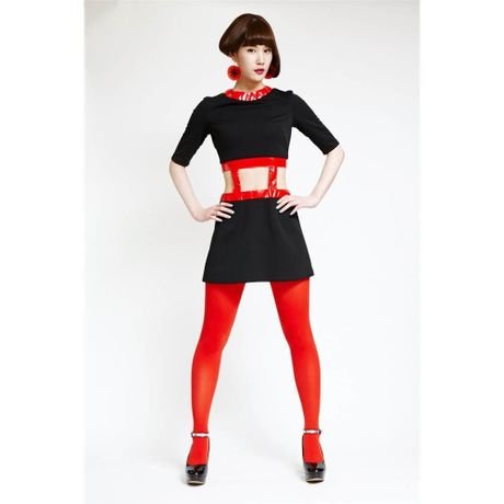 ウエストオープンエナメルラインドレス-black-