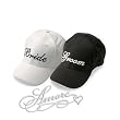 Wedding Bride and Groom Baseball Caps-Black / Velcro Adjustable Hats / 100 %Cotton