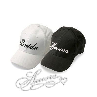 Wedding Bride and Groom Baseball Caps-Black