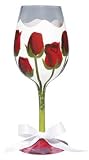 LOLITA WINE GLASS RED ROSE Roses Valentines Day Gift