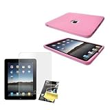 Light Pink Silicone Case / Skin / Cover & LCD Screen Guard / Protector for Apple iPad