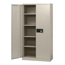 Sandusky Lee KDE7236-07 Putty Steel SnapIt Storage Cabinet, Keyless Electronic Lock, 4 Adjustable Shelves, 72" Height x 36" Width x 18" Depth