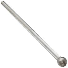 PFERD Ball Carbide Bur, Long-Length, Uncoated (Bright) Finish, Single Cut, Radius End