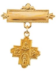 14K Yellow Gold 4-way Cross Baptismal Pin