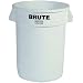 Rubbermaid Commercial LLDPE 44-Gallon Brute Heavy-Duty Trash Can without Lid, Legend "Brute", Round, 24" Diameter x 31.5" Height, White