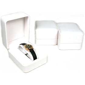 3 White Leather Watch Gift Boxes Jewelry Showcase Displays