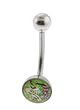 Genuine Ed Hardy Stainless Steel Belly Ring - Green Dragon Logo in 8mm - 14 Gauge - 5mm Ball - Sold Individually
