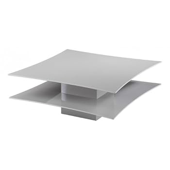 Table basse laqué gris carrée double plateau 85 cm Enora Id'Clik