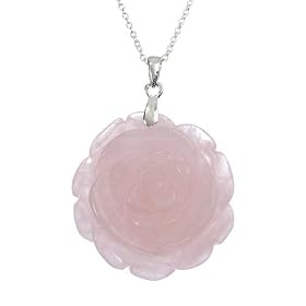 FOJO's Carved Rose Quartz Rose Pendant by FOJO