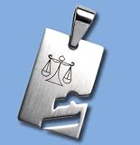 Stainless Steel Pendant - Etched Zodiac Design - Libra