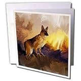 Dinzas Art Dogs - German Shepherd - Greeting Cards-6 Greeting Cards with envelopes
