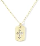 14k Yellow Gold Cross ID Tag Pendant by Bob Siemon, 18"