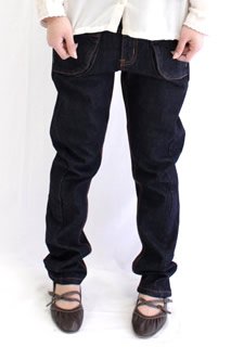 ハート型デザインバックポケットボーイズライクデニムサルエルパンツ