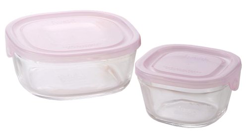 iwaki NEWパック&レンジ 角型 【200ml・450ml】 2点セット ピンク PS-NPR-P2