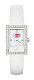 Cincinnati Reds Ladies Allure Watch White Leather Strap