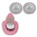 Western Crystal CONCH w/ AQUA STARBURST EARRINGS in Pink Cowboy Hat Gift Box