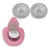 Western Crystal CONCH w  AQUA STARBURST EARRINGS in Pink Cowboy Hat Gift Box by MyJewelThief.com