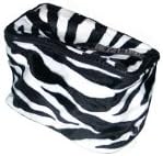 Zebra Animal Print Plush Faux Fur Cosmetic Case in White & Black - Size 8"x5"x6"