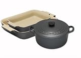 Kitchen & Housewares : Le Creuset Cast Iron and Stoneware Gift Set, 3 Piece, Granite