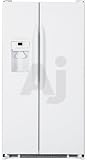 GE GSF25IGXWW 25 cu. ft. Side by Side Refrigerator with 3 Glass Shelves, Gallon Door Storage, 2-Stack Drawer System and External Ice/Water Dispenser: White